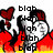 Pixelated image with red heart shapes, black and white text, and red-orange-yellow gradient background.