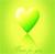 Pixelated green heart shape on gradient yellow-green background with faint reflection below.