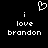 Pixelated white text and heart symbol on black background, two identical side-by-side layouts with 'i love brandon' text below a heart.