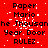 Red background with repeated black text and white pixel noise, featuring 'Paper Mario' and 'Year Door' phrases in a