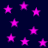 Dark blue background filled with scattered pink stars of varying sizes and opacities, some appearing blurred or faded.