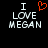 Two side-by-side pixelated text displays on black background, one with orange heart symbol replacing 'love' letter.