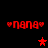 Red pixelated text 'nana' flanked by hearts on black background, with red stars appearing and changing position across frames.