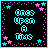 A 6-frame animated contact sheet of a pixel art buddy icon featuring the text "Once Upon A Time" in cyan block letters, surrounded by pink and cyan stars on a black background with a cyan border.