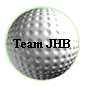 Three identical spherical golf ball icons with dimpled texture, each displaying "Team JHB" text, arranged in a with bottom-right empty space