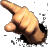 Three distinct hand poses appear sequentially: a pointing index finger, a closed fist, and an open palm with fingers spread.