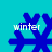Four blue snowflake icons with white 'winter' text on a cyan background, each snowflake having distinct pixelated branch patterns.