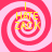 Four identical pink and white spiral patterns with yellow text reading "I HATE ZACK" overlaid on each spiral.