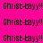 repeated text "Ghrist-tayy!!" on a bright pink background with cyan rectangular overlays shifting