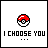 Pixel art of six icons featuring Pokémon characters and a celebrity name with text labels beneath each