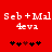 Red background with white pixelated text 'Seb+Mal' and '4eva' repeated twice, below which are five black and one brown heart-shaped icons.