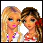 A 4-frame pixel art contact sheet showing two cartoon female characters in cheerleading outfits with visible text "Baddest Bitches" on a purple background.