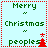 Merry Christmas peoples text with red tree and star icons on light blue background, two variations of the tree's position and star visibility.