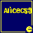 Four identical blue square with yellow borders, each containing yellow text and a yellow Pac-Man icon at the bottom right