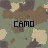 A 4x3 contact sheet of a static camouflage-patterned icon with repeated "CAMO" text across all frames, displayed on a gray background.