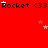 Red background with repeated 'Rocket <33' text and scattered white and pink stars in a static pattern.