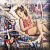 Pixelated static image of a cartoon-style female figure in a pink bikini holding a red object, with other figures and abstract shapes in the background.