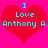 Two identical red hearts on a bright pink background with cyan text reading "I Love Anthony A." inside each heart.