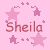 Pixelated pink background with 'Sheila' text and star shapes in two configurations showing animation changes.