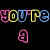 Animated contact sheet of a colorful text-based buddy icon with repeating 'dork' phrases and stars on black background.