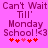 Pixelated text on pink background with red hearts, showing 'Can't Wait Till' Monday School!'<3', two versions differ in heart color sequence.