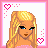 Pixel art contact sheet of a doll-themed animated icon with six frames showing different parts of the character and text elements.