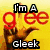 Animated icon with four distinct showing text and character art, including 'I'm A Gleeek' and 'Kurt' with heart symbols