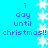 Pixelated blue background with white snowflakes and purple text reading '1 day until christmas!!' in two identical vertical sections.