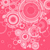 Pink pixelated background with swirling circular patterns and a black section containing pink text.