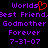 Static pixel art displays purple text on black background with red heart symbol replacing 'o' in first 'Worlds'.