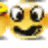 Animated sequence of a yellow emoji face with large eyes and black mustache, showing changing facial features