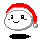 Pixelated character with red Santa hat, white face, black eyes, and smiling mouth in four variations showing subtle facial expression changes.