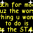 Yellow pixelated text on black background with white starbursts, repeating phrases and partial words in a distorted style.