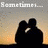 Silhouetted couple embracing against a gradient sunset background with text overlays reading "Sometimes...", "words", and "Should be" above, plus "left" and "UNSPOKEN" below.