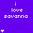 Purple background with white text 'i love savanna' and animated heart symbols in various positions