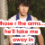 Pixelated image of a person in a blue and white shirt with red text overlays reading 'how i the eml', 'he'll take me', and 'away in'.