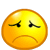 Yellow circular emoji with downturned mouth and closed eyes, showing varying numbers of blue tears on gray background.