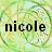 Two identical frames of a buddy icon showing the name "nicole" in black text over a green and yellow pixelated background with circular patterns.