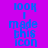Blue pixelated text on a purple background reads 'look I made this icon' in a pattern with alternating light and dark purple horizontal bands