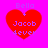 Red heart-shaped icon with purple text 'Bella + Jacob fever' on bright pink background, showing pixelated animation changes across frames.