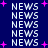 Blue background with repeated white 'NEWS' text and scattered pink plus signs.