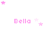 Pixelated pink text 'Bella' appears in a with scattered pink stars on white background, some stars animate to different positions across frames