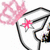 A stylized cartoon head with black outline, pink star-shaped hair accessory, and a small pink star on the face, set against a white background.