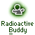 Green circular icon with pixelated text 'Radioactive Buddy' below a central symbol resembling a stylized 'R' or abstract shape.
