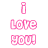Animated contact sheet of a 3x3 grid showing eight sequential frames of an AOL Instant Messenger buddy icon with pink and red text "i Love you!" on white background, each frame displaying different color variations of the text.