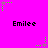 Bright pink background with repeated 'Emilee' text and green star-like shapes in various positions.