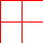 six gray squares divided by red and pink lines, with red lines forming a cross on the left and pink lines forming a on the right
