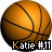 Nine basketballs with black lines on orange surfaces, each labeled 'Katie #11' in white text with a black outline.