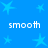 Blue background with light blue star shapes and white text reading "smooth" in four positions.