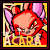 A 5-frame animated contact sheet of a red cartoon character with pink ears and horns, displayed in a grid layout with yellow text reading "ACARA" below the character.